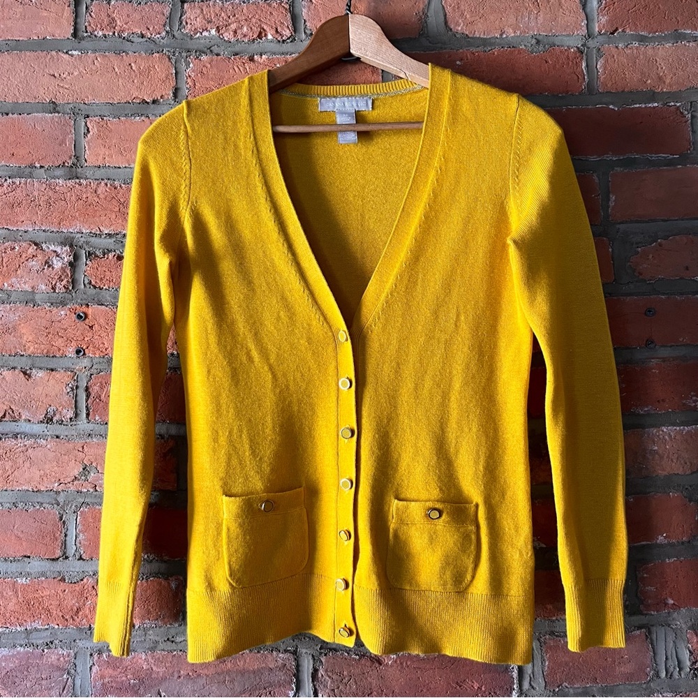 Banana Republic Mustard Yellow /Gold Cardigan Sweater, size XS